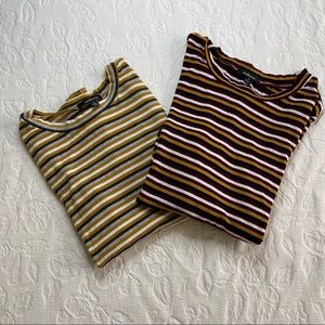 Two Ambiance Long Sleeve Striped Shirts
